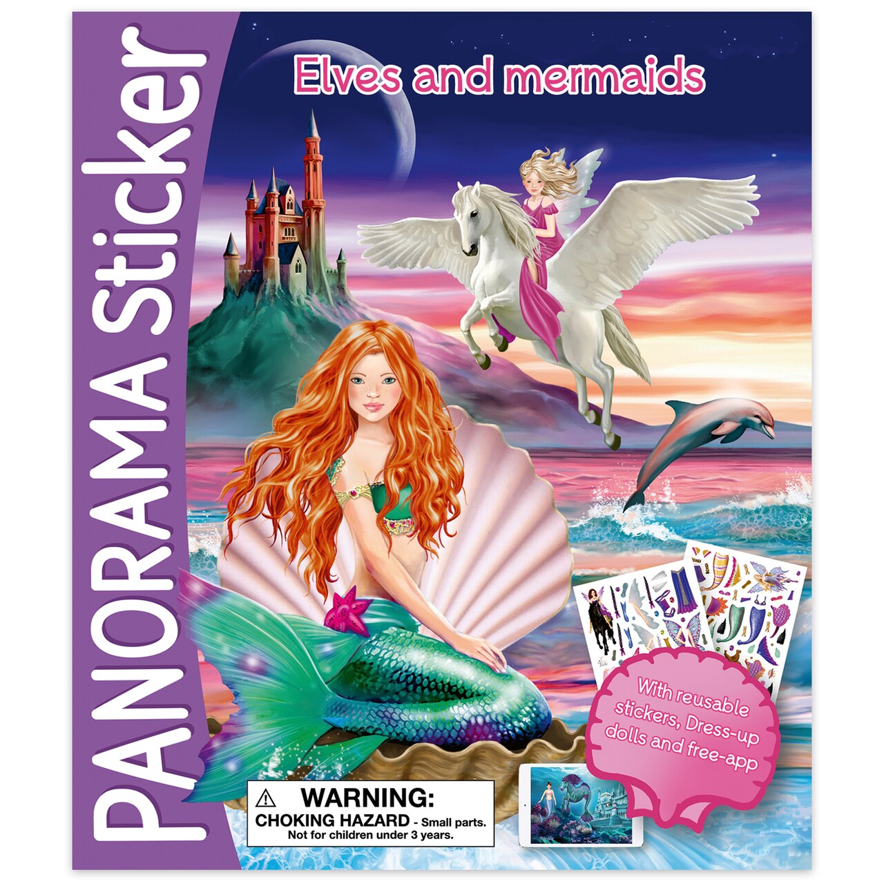 book 'n' app: Panorama Sticker Book - Elves & Mermaids - Mix & Match Stickers On Double-Page Spreads, Mythical Characters & Fantasy Scenes, Kids 4+